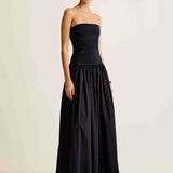 Strapless Knit Cotton Dress | French Navy