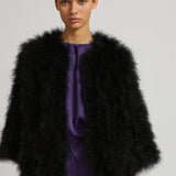 Yves Salomon Cropped Feather Jacket - Black