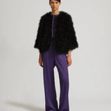 Yves Salomon Cropped Feather Jacket - Black
