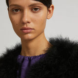 Yves Salomon Cropped Feather Jacket - Black