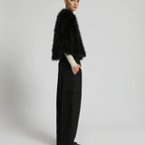 Yves Salomon Cropped Feather Jacket - Black