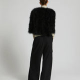 Yves Salomon Cropped Feather Jacket - Black