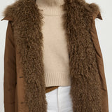Yves Salomon Down Coat 105cm in Date Brown