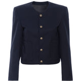 Frame Button Front Jacket - Navy