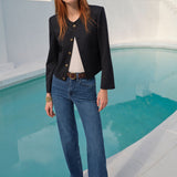 Frame Button Front Jacket - Navy
