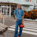 Frame Denim Sailor Blouse in Starlet