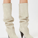 Isabel Marant Ririo Suede Leather Boots - Chalk