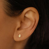 14k Gold Radiant Hand Diamond Stud