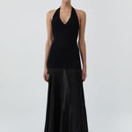 St Agni Circle Hem Halter Dress in Black - side view