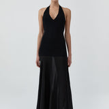 St Agni Circle Hem Halter Dress in Black - side view