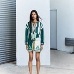 Ilio Nema Elder Dress in Green Sarong Voile - close up