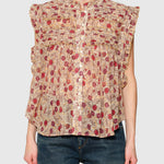 Isabel Marant Dersia Top in Ecru And Raspberry - side view