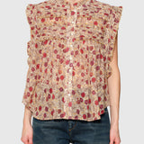 Isabel Marant Dersia Top in Ecru And Raspberry - side view