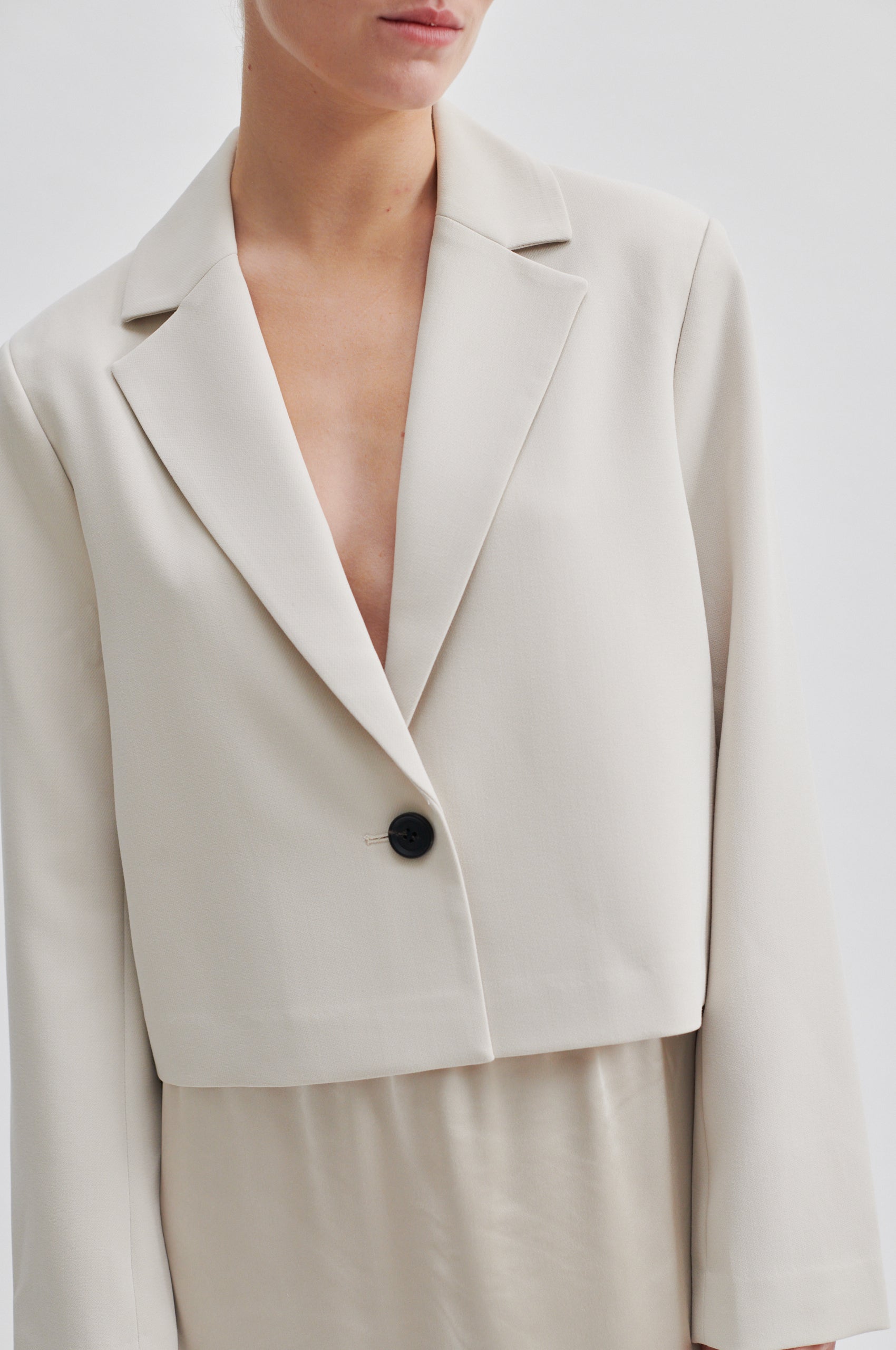 Second Female Evie Cropped Blazer in Pumice Stone