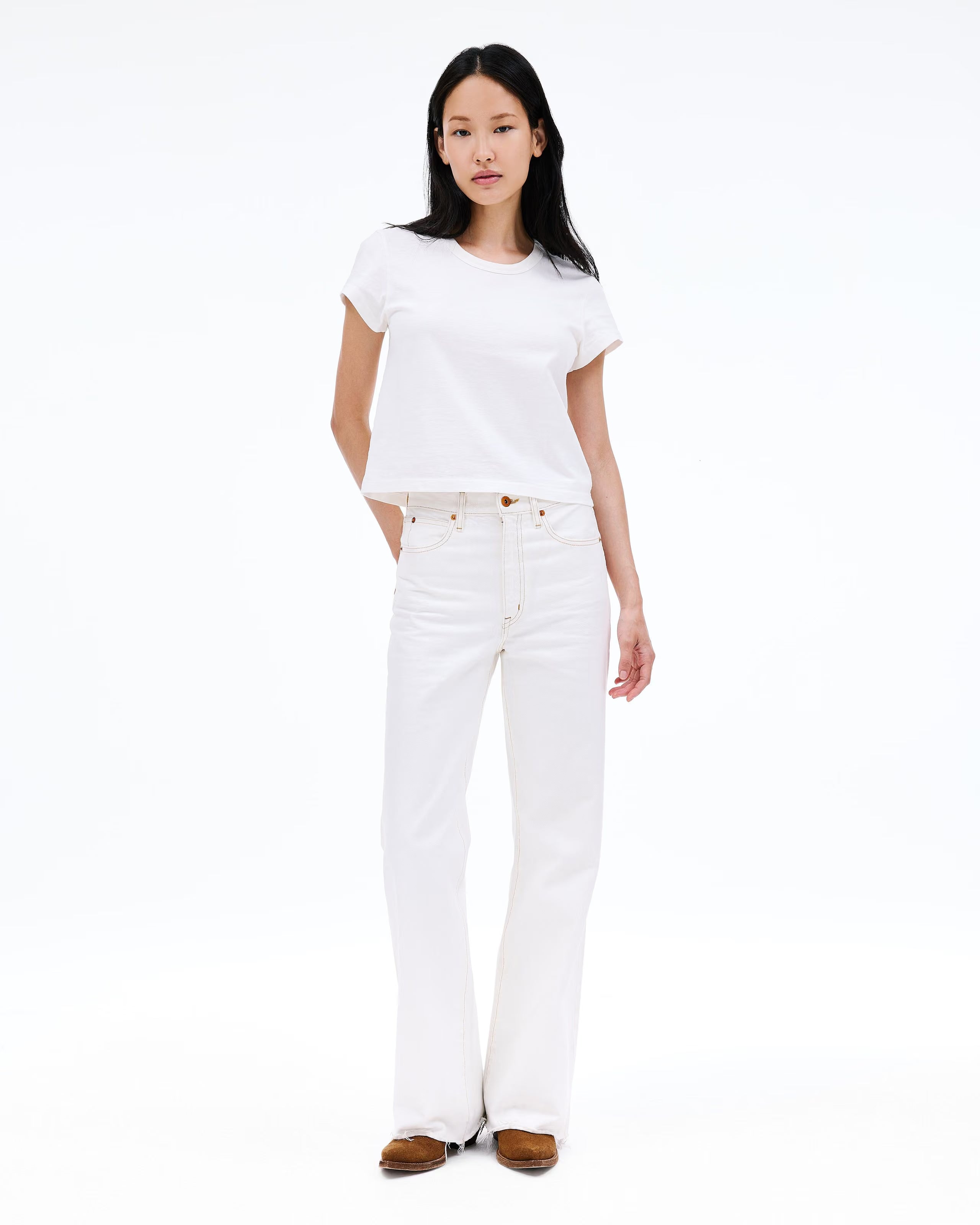 tSlvrlake Easy Tee in Natural White - side view