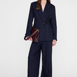 Anine Bing Aretha Blazer in Navy Pinstripe - side view