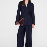 Anine Bing Aretha Blazer in Navy Pinstripe - side view