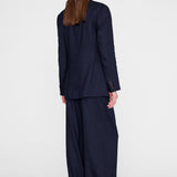 Anine Bing Aretha Blazer in Navy Pinstripe - styled look