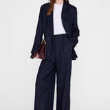 Anine Bing Aretha Blazer in Navy Pinstripe - detail view