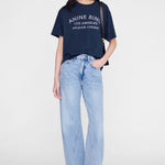 Anine Bing Cade Tee Melrose Stencil in Navy - side view