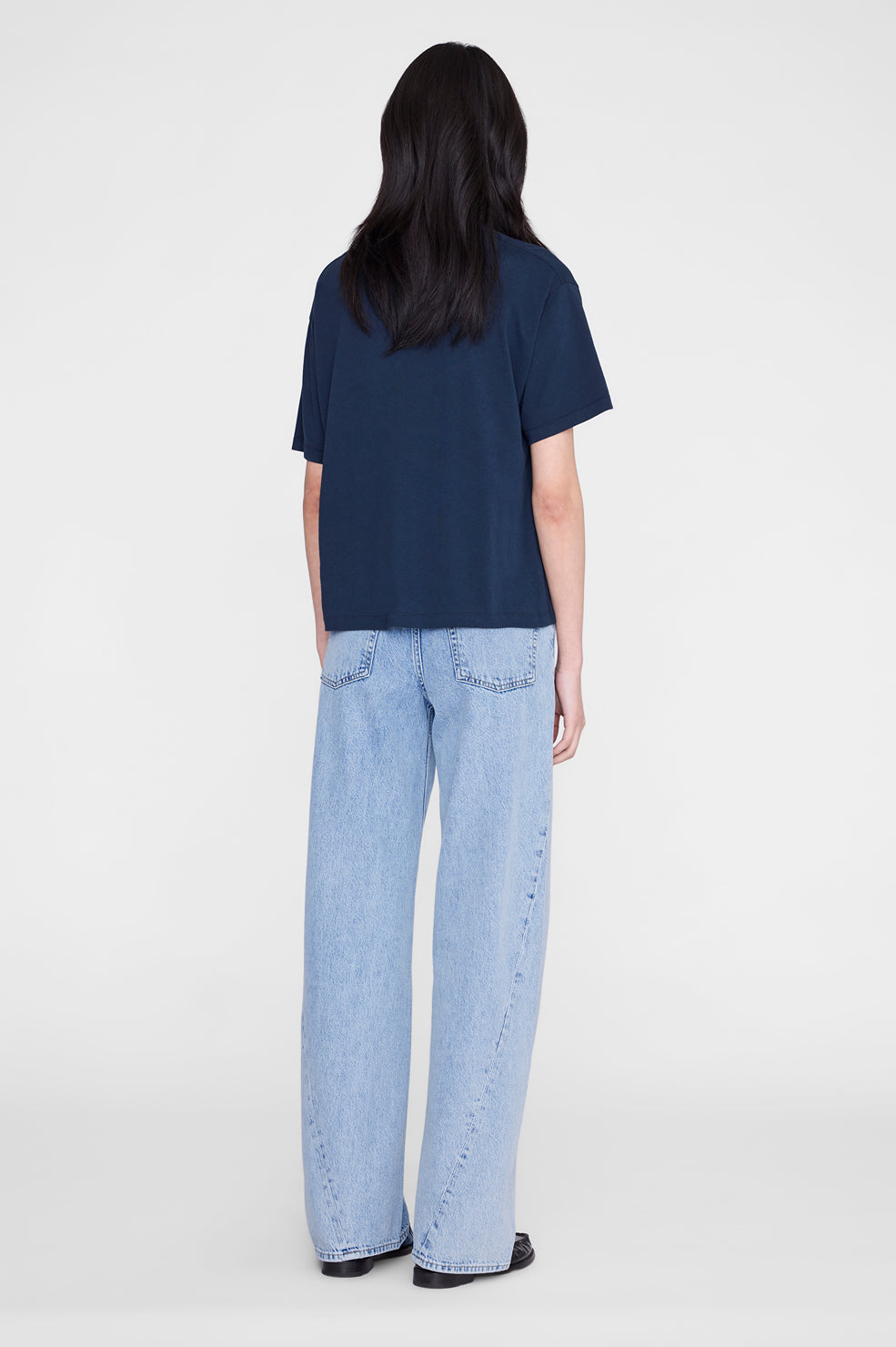 Anine Bing Cade Tee Melrose Stencil in Navy - detail view