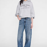 Anine Bing Harvey Sweatshirt Paris Stencil in Heather Grey - side view