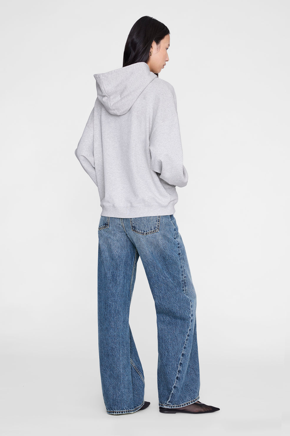 Anine Bing Harvey Sweatshirt Paris Stencil in Heather Grey - styled look