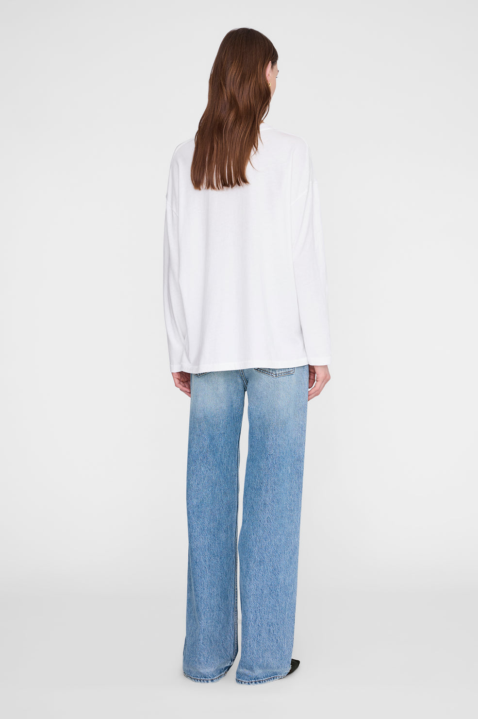 Anine Bing Ivan Long Sleeve New York Stencil in Ivory - styled look