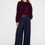Anine Bing Lee Polo Sweater in Fig - side view