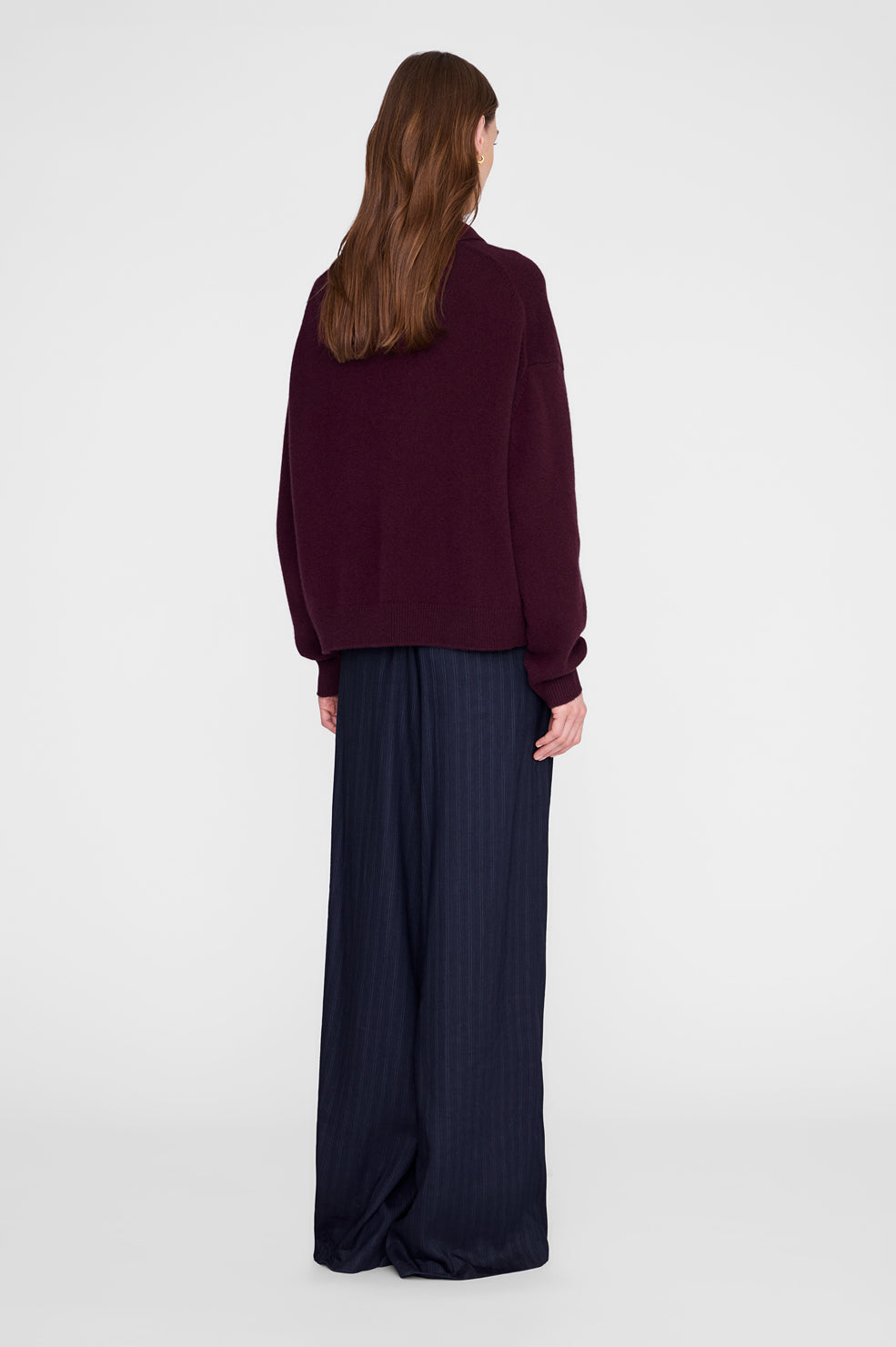 Anine Bing Lee Polo Sweater in Fig - detail view