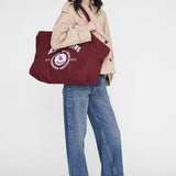 Anine Bing Leo Canvas Tote Collegiate in Fig - side view