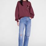 Anine Bing Miles Sweatshirt Letterman in Fig - side view