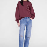 Anine Bing Miles Sweatshirt Letterman in Fig - side view