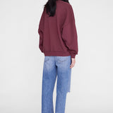 Anine Bing Miles Sweatshirt Letterman in Fig - detail view