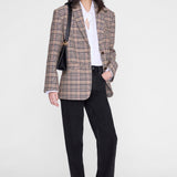 Anine Bing Quinn Blazer in Beige and Navy Checks - side view
