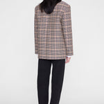 Anine Bing Quinn Blazer in Beige and Navy Checks - detail view