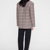 Anine Bing Quinn Blazer in Beige and Navy Checks - detail view
