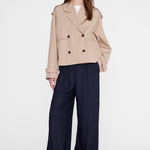 Anine Bing Rickie Cropped Trench in Beige - detail view