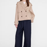 Anine Bing Rickie Cropped Trench in Beige - detail view