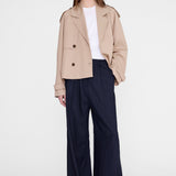 Anine Bing Rickie Cropped Trench in Beige - side view