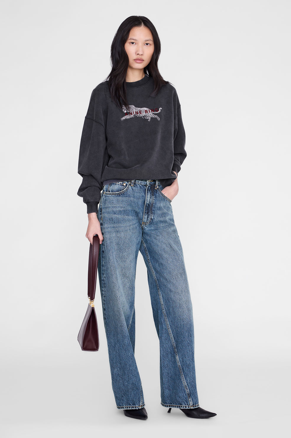 Anine Bing Spencer Sweatshirt Leopard - side view
