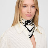 Anine Bing York Scarf in Ivory and Black Monogram