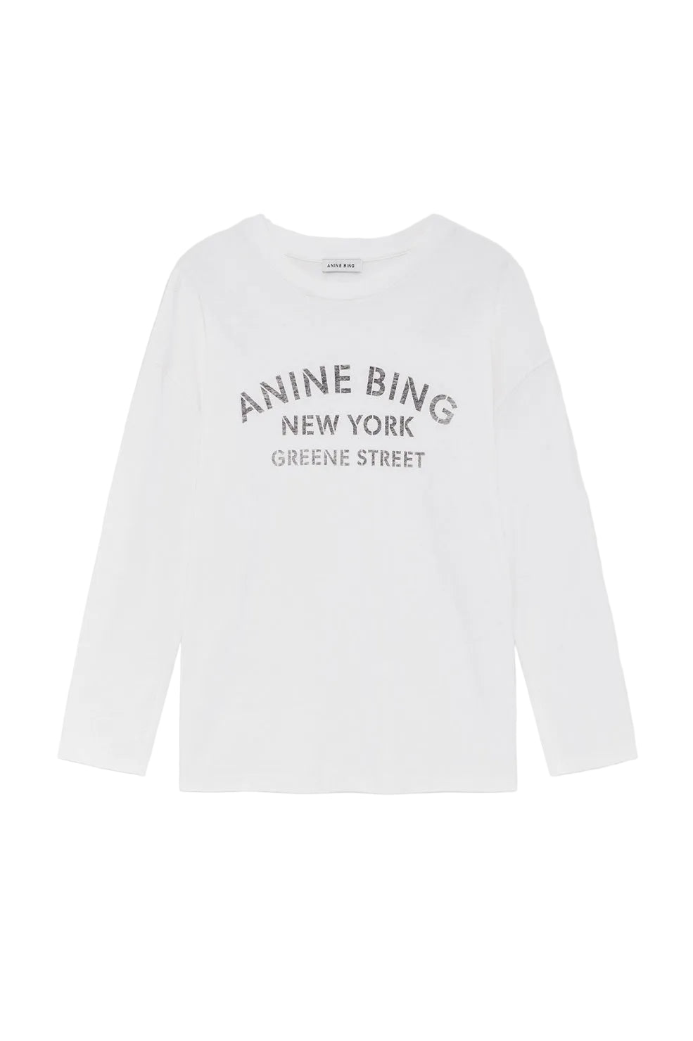 Anine Bing Ivan Long Sleeve New York Stencil in Ivory