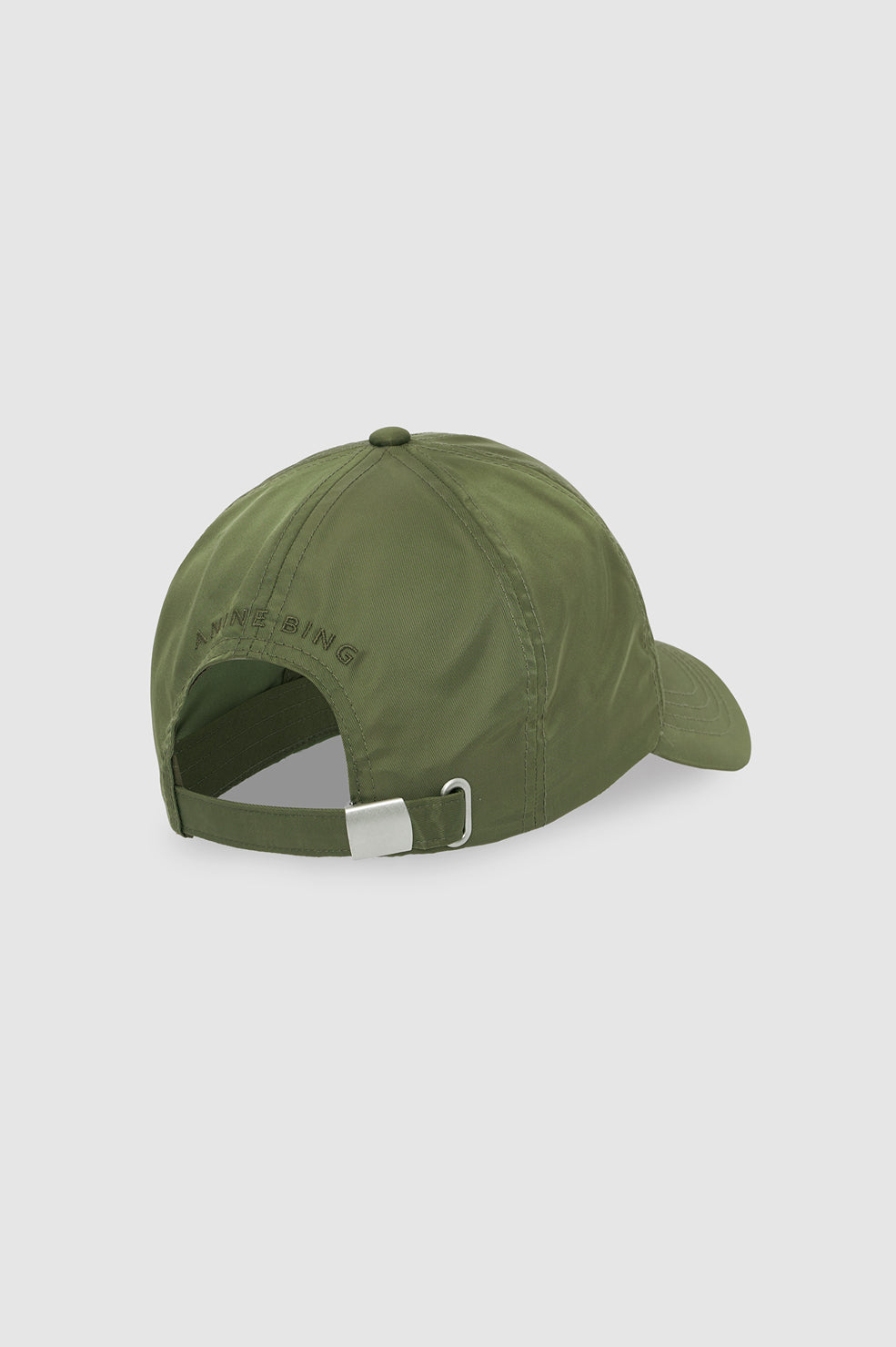 Anine Bing Jeremy Baseball Cap AB Nylon in Army Green - detail view
