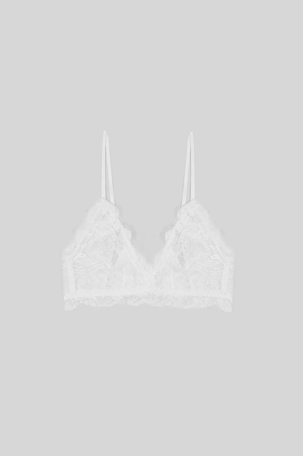 Anine Bing Lace Bra with Trim in Ivory
