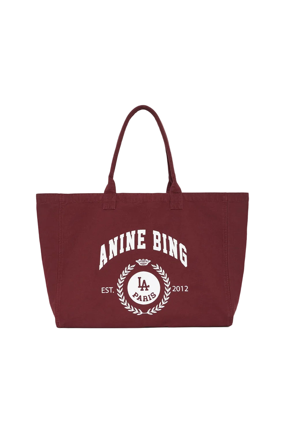 Anine Bing Leo Canvas Tote Collegiate in Fig