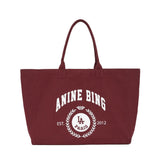 Anine Bing Leo Canvas Tote Collegiate in Fig