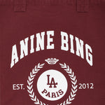 Anine Bing Leo Canvas Tote Collegiate in Fig - detail view