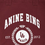 Anine Bing Leo Canvas Tote Collegiate in Fig - detail view