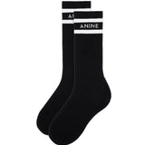 Anine Bing Sully Sporty Socks in Black And White Stripe